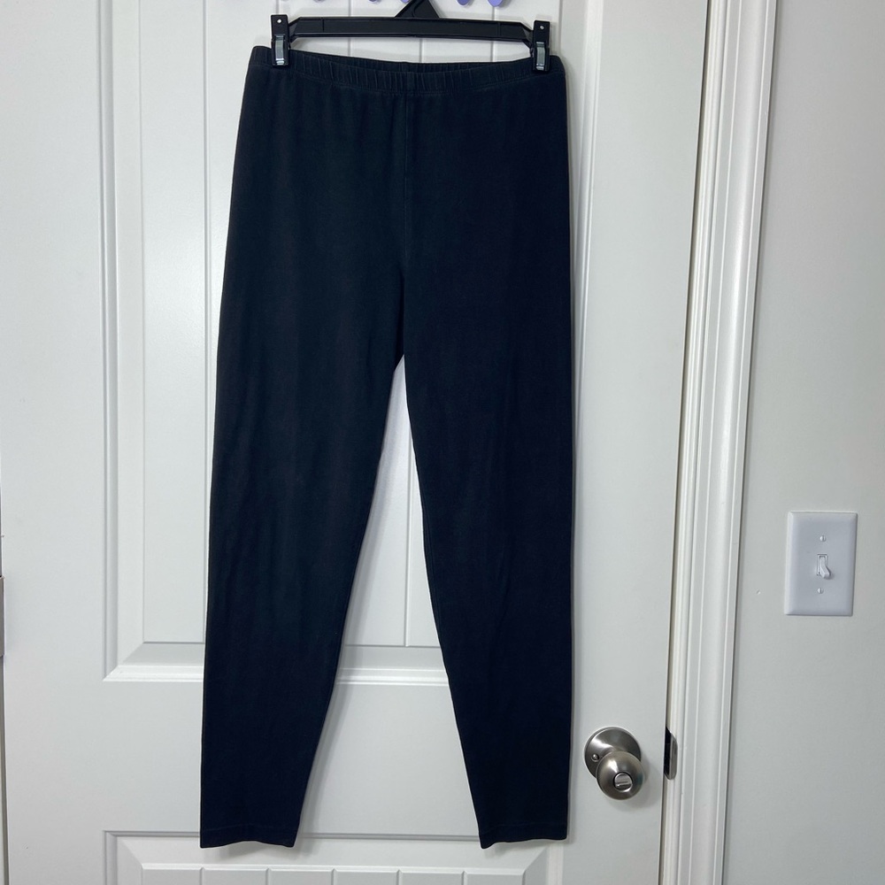 EUC Simply Vera Vera Wang women’s solid black elastic‎ waist stretch leggings M